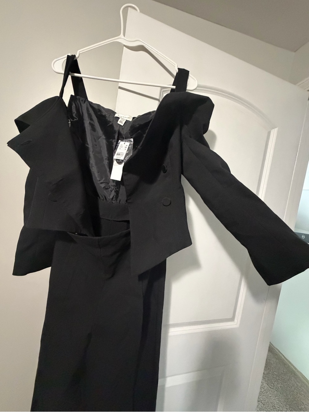 Topshop Black V-Neck Dress with Lined Interior